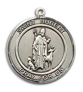 St Hubert of Liege Medal - Sterling Silver Round Pendant 2 Sizes St Hubert of Liege Medal - Sterling Silver Round Pendant 2 Sizes