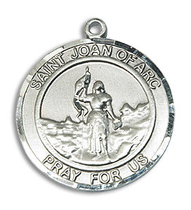 St Joan of Arc Medal - Sterling Silver Round Pendant 2 Sizes St Joan of Arc Medal - Sterling Silver Round Pendant 2 Sizes