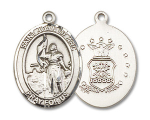 St Joan of Arc Air Force Medal - Sterling Silver Oval Pendant 3 Sizes St Joan of Arc Air Force Medal - Sterling Silver Oval Pendant 3 Sizes