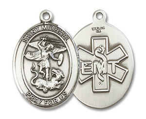 St Michael Paramedic Medal - Sterling Silver Oval Pendant 3 Sizes St Michael Paramedic Medal - Sterling Silver Oval Pendant 3 Sizes