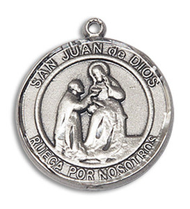 San Juan De Dios Medal - Sterling Silver Round Pendant 2 Sizes San Juan De Dios Medal - Sterling Silver Round Pendant 2 Sizes