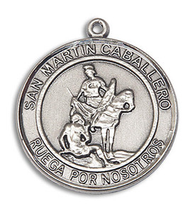 San Martin Caballero Medal - Sterling Silver Round Pendant 2 Sizes San Martin Caballero Medal - Sterling Silver Round Pendant 2 Sizes