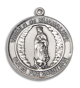Virgen De Guadalupe Medal - Sterling Silver Round Pendant 2 Sizes Virgen De Guadalupe Medal - Sterling Silver Round Pendant 2 Sizes