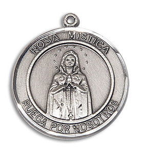 Rosa Mistica Medal - Sterling Silver Round Pendant 2 Sizes Rosa Mistica Medal - Sterling Silver Round Pendant 2 Sizes