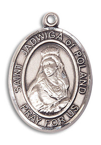 St Jadwiga of Poland Medal - Sterling Silver Oval Pendant 3 Sizes St Jadwiga of Poland Medal - Sterling Silver Oval Pendant 3 Sizes