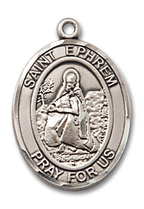 St Ephrem Medal - Sterling Silver Oval Pendant 2 Sizes St Ephrem Medal - Sterling Silver Oval Pendant 2 Sizes