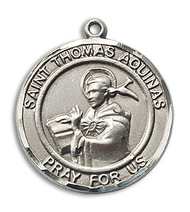 St Thomas Aquinas Medal - Sterling Silver 3/4 x 5/8 Round Pendant 8108RDSS St Thomas Aquinas Medal - Sterling Silver 3/4 x 5/8 Round Pendant 8108RDSS