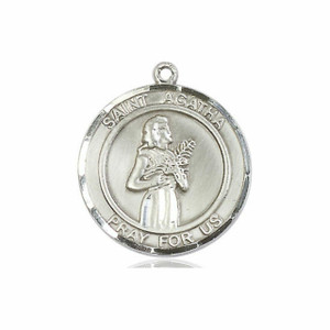 St Agatha Medal - Sterling Silver Round Pendant 2 Sizes St Agatha Medal - Sterling Silver Round Pendant 2 Sizes