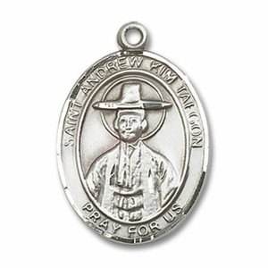 St Andrew Kim Taegon Medal - Sterling Silver Oval Pendant 3 Sizes St Andrew Kim Taegon Medal - Sterling Silver Oval Pendant 3 Sizes
