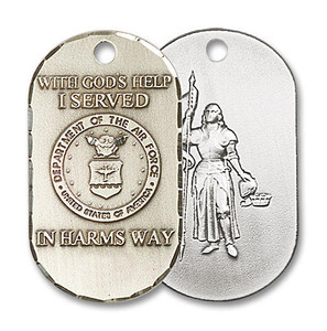 St Joan of Arc Air Force Dog Tag Pendant - Sterling Silver 7/8 x 1 1/2 M21SS1 St Joan of Arc Air Force Dog Tag Pendant - Sterling Silver 7/8 x 1 1/2 M21SS1