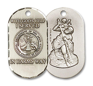 St Christopher Army Dog Tag Pendant - Sterling Silver 3/4 x 3/8 M26SS2 St Christopher Army Dog Tag Pendant - Sterling Silver 3/4 x 3/8 M26SS2