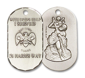 St Christopher National Guard Dog Tag Pendant - Sterling Silver 3/4 x 3/8 M26SS5 St Christopher National Guard Dog Tag Pendant - Sterling Silver 3/4 x 3/8 M26SS5