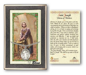 St Joseph The Worker Medal With Prayer Card - Sterling Silver 1 x 3/4 Oval Pendant PC7220SS St Joseph The Worker Medal With Prayer Card - Sterling Silver 1 x 3/4 Oval Pendant PC7220SS