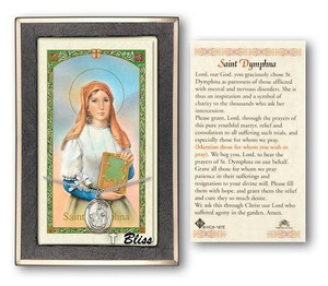 St Dymphna Medal With Prayer Card - Sterling Silver 3/4 x 1/2 Oval Pendant PC8032SS St Dymphna Medal With Prayer Card - Sterling Silver 3/4 x 1/2 Oval Pendant PC8032SS