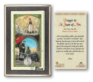 St Joan of Arc Medal With Prayer Card - Sterling Silver 3/4 x 1/2 Oval Pendant PC8053SS St Joan of Arc Medal With Prayer Card - Sterling Silver 3/4 x 1/2 Oval Pendant PC8053SS