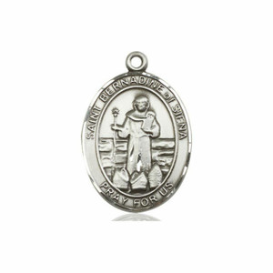 St Bernadine of Siena Medal - Sterling Silver Oval Pendant 3 Sizes St Bernadine of Siena Medal - Sterling Silver Oval Pendant 3 Sizes