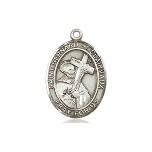 St Bernard of Clairvaux Medal - Sterling Silver Oval Pendant 3 Sizes St Bernard of Clairvaux Medal - Sterling Silver Oval Pendant 3 Sizes