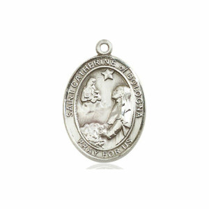 St Catherine of Bologna Medal - Sterling Silver Oval Pendant 3 Sizes St Catherine of Bologna Medal - Sterling Silver Oval Pendant 3 Sizes