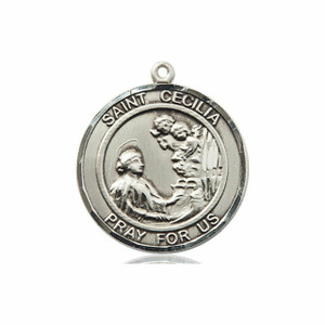St Cecilia Medal - Sterling Silver Round Pendant 2 Sizes St Cecilia Medal - Sterling Silver Round Pendant 2 Sizes