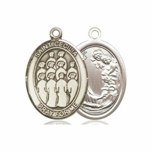 St Cecilia Choir Medal - Sterling Silver Oval Pendant 3 Sizes St Cecilia Choir Medal - Sterling Silver Oval Pendant 3 Sizes