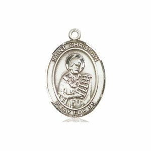 St Christian Medal - Sterling Silver Oval Pendant 3 Sizes St Christian Medal - Sterling Silver Oval Pendant 3 Sizes