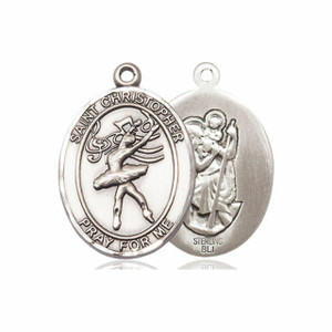 St Christopher Dance Medal - Sterling Silver Oval Pendant 2 Sizes St Christopher Dance Medal - Sterling Silver Oval Pendant 2 Sizes