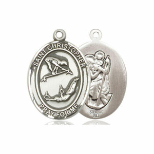 St Christopher Gymnastics Medal - Sterling Silver Oval Pendant 2 Sizes St Christopher Gymnastics Medal - Sterling Silver Oval Pendant 2 Sizes