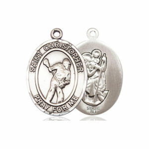 St Christopher Lacrosse Medal - Sterling Silver Pendant 2 Sizes St Christopher Lacrosse Medal - Sterling Silver Pendant 2 Sizes