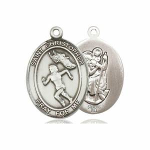 St Christopher Womens Track and Field Medal - Sterling Silver Oval Pendant 2 Sizes St Christopher Womens Track and Field Medal - Sterling Silver Oval Pendant 2 Sizes