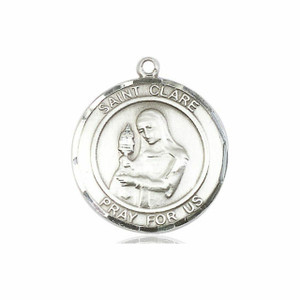 St Clare Medal - Sterling Silver Round Pendant 2 Sizes St Clare Medal - Sterling Silver Round Pendant 2 Sizes