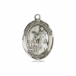 St Jacob of Nisibis Medal - Sterling Silver Oval Pendant 3 Sizes St Jacob of Nisibis Medal - Sterling Silver Oval Pendant 3 Sizes