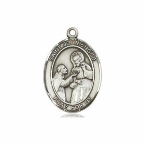 St John of God Medal - Sterling Silver Oval Pendant 3 Sizes St John of God Medal - Sterling Silver Oval Pendant 3 Sizes