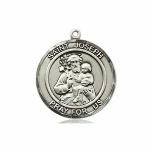 St Joseph Medal - Sterling Silver Round Pendant 2 Sizes St Joseph Medal - Sterling Silver Round Pendant 2 Sizes