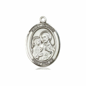 St Joseph Medal - Sterling Silver Oval Pendant 3 Sizes St Joseph Medal - Sterling Silver Oval Pendant 3 Sizes