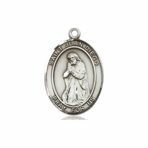 St Juan Diego Medal - Sterling Silver Oval Pendant 3 Sizes St Juan Diego Medal - Sterling Silver Oval Pendant 3 Sizes