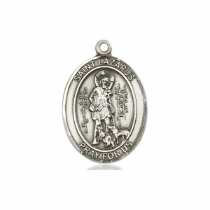 St Lazarus Medal - Sterling Silver Oval Pendant 3 Sizes St Lazarus Medal - Sterling Silver Oval Pendant 3 Sizes