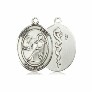 St Luke Doctor Medal - Sterling Silver Oval Pendant 2 Sizes St Luke Doctor Medal - Sterling Silver Oval Pendant 2 Sizes