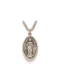 St Jude Necklace - Sterling Silver Medal on 20 Stainless Chain SM0683SH St Jude Necklace - Sterling Silver Medal on 20 Stainless Chain SM0683SH