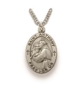 Mens St Anthony Necklace - Sterling Silver Medal on 24 Stainless Chain SM8835SH Mens St Anthony Necklace - Sterling Silver Medal on 24 Stainless Chain SM8835SH
