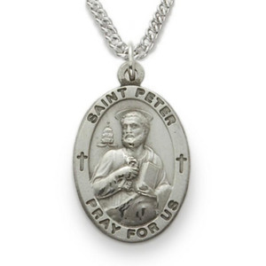 Men's St. Anthony Necklace - Sterling Silver Medal on 24