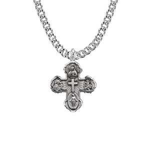 5-Way Medal Necklace - Sterling Silver Pendant on 24 Stainless Chain SM0320SH 5-Way Medal Necklace - Sterling Silver Pendant on 24 Stainless Chain SM0320SH