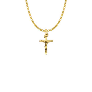 Men's Straight Crucifix Necklace - Gold-Filled Pendant On 24