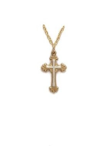 2Tone Scroll End Cross Necklace - Gold-Filled Pendant on 18 Gold-Plated Chain SX8046GH 2Tone Scroll End Cross Necklace - Gold-Filled Pendant on 18 Gold-Plated Chain SX8046GH