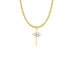 Two-Tone Stick Dove Cross Necklace - Gold-Filled Pendant On 18 Gold-Plated Chain SX7971GH Two-Tone Stick Dove Cross Necklace - Gold-Filled Pendant On 18 Gold-Plated Chain SX7971GH
