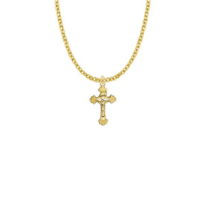 Two-Tone Budded Crucifix Necklace - Gold-Filled Pendant On 18 Gold-Plated Chain SX8096GH Two-Tone Budded Crucifix Necklace - Gold-Filled Pendant On 18 Gold-Plated Chain SX8096GH