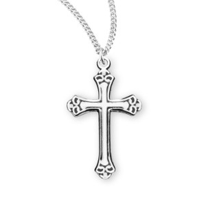 Swirl Tip Black Cross Necklace - Sterling Silver Pendant on 18" Stainless Chain Swirl Tip Black Cross Necklace - Sterling Silver Pendant on 18" Stainless Chain