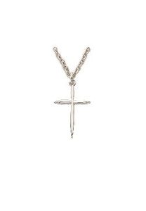 Tapered Pointed Ends Cross Necklace - Sterling Silver Pendant on 16 Stainless Chain SX0370SH Tapered Pointed Ends Cross Necklace - Sterling Silver Pendant on 16 Stainless Chain SX0370SH
