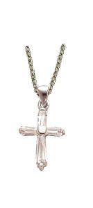 Small Baguette Cubic Zirconium Cross Necklace - Sterling Silver Pendant on 18 Stainless Chain SX8318SH Small Baguette Cubic Zirconium Cross Necklace - Sterling Silver Pendant on 18 Stainless Chain SX8318SH