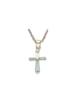 December Baguette Cross Necklace - Sterling Silver Pendant on 16 Stainless Chain SX9027SH December Baguette Cross Necklace - Sterling Silver Pendant on 16 Stainless Chain SX9027SH