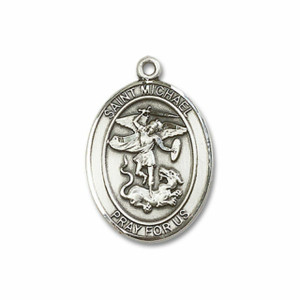 St Michael Medal - Sterling Silver Oval Pendant 3 Sizes St Michael Medal - Sterling Silver Oval Pendant 3 Sizes